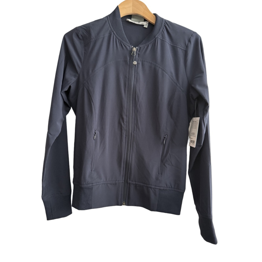 NWT Athleta Women’s La Breezy Bomber Jacket Lightweight Navy Blue size XS